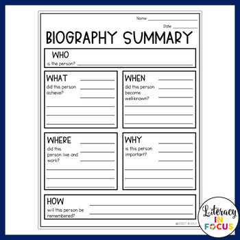 graphic organizer for biography research