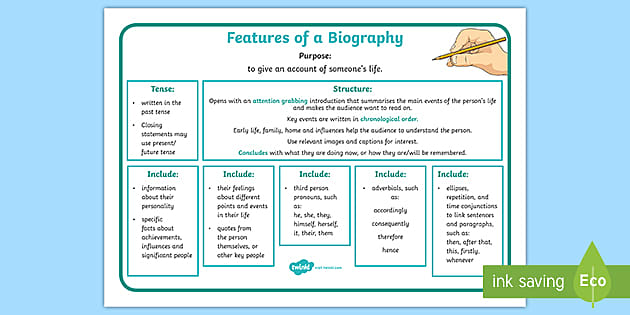 text features of biography